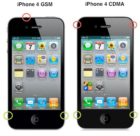 iPhone 4 CDMA đã có sự thay đổi trong thiết kế ăng-ten trên máy
