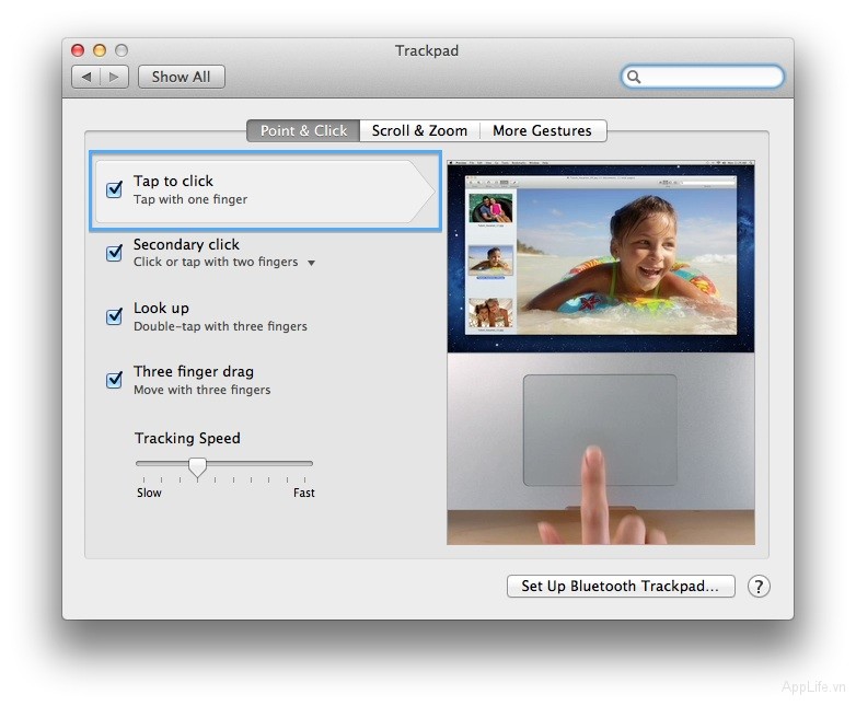 Tap To Click trên Mac OS X Lion 10.7