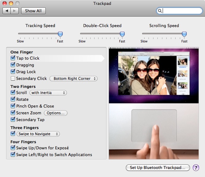Chức năng Tap To Click trên Snow Leopard với Trackpad cảm ứng đa điểm