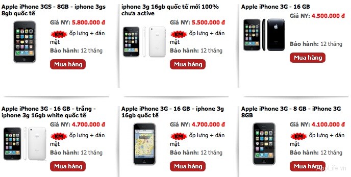 Giá iPhone 3GS tại một cửa hàng