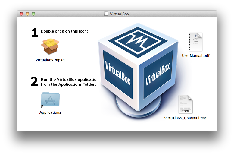 Click vào biểu tượng "VirtualBox.mpkg" để bắt đầu cài đặt VirtualBox
