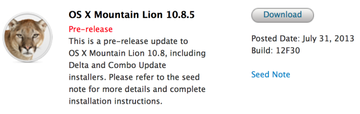 OS X 10.8.5 Beta (Build 12F30)
