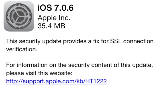 Bản cập nhật iOS 7.0.6 trên iPhone 5s.