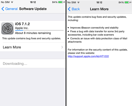Cập nhật lên bản iOS 7.1.2 là phiên bản mới nhất hiện nay