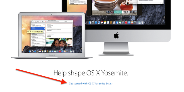 Vào https://appleseed.apple.com/sp/betaprogram/ click Get Started with Yosemite Beta.