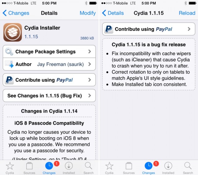 Cydia phiên bản mới trên iPhone 6
