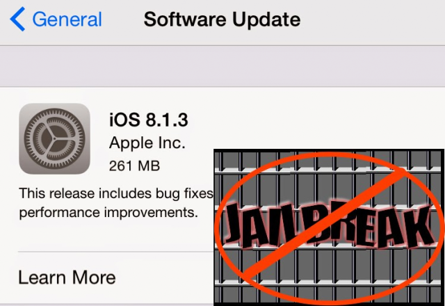 Với phiên bản iOS 8.1.3, Apple đã khóa jailbreak.