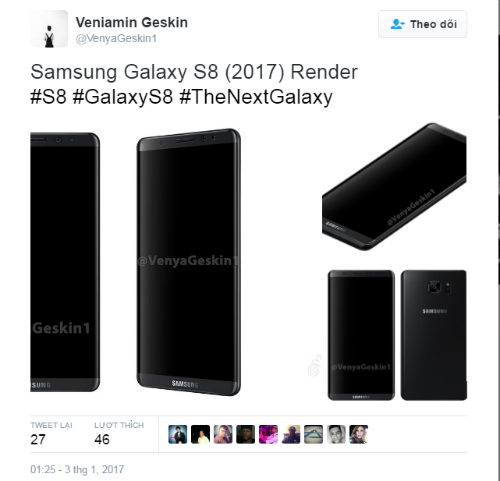 Phiên bản Concept Galaxy S8 được thiết kế bởi Veniamin Geskin.