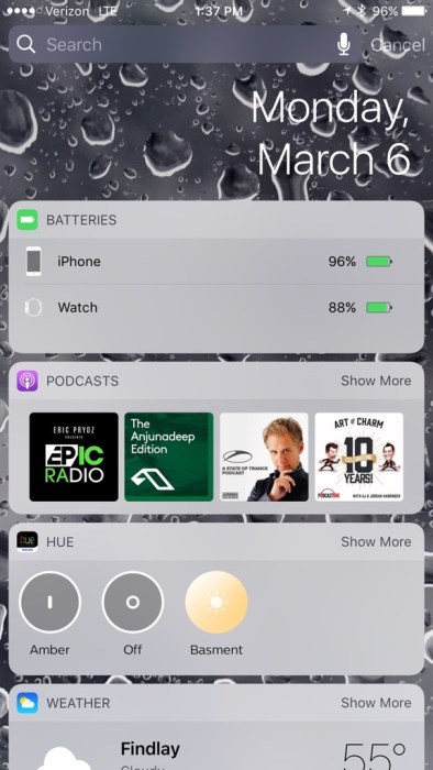 Podcasts Widget trên iOS 10.3