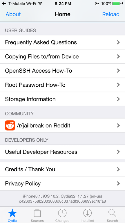 Cydia đã được cài đặt thành công lên iOS 10