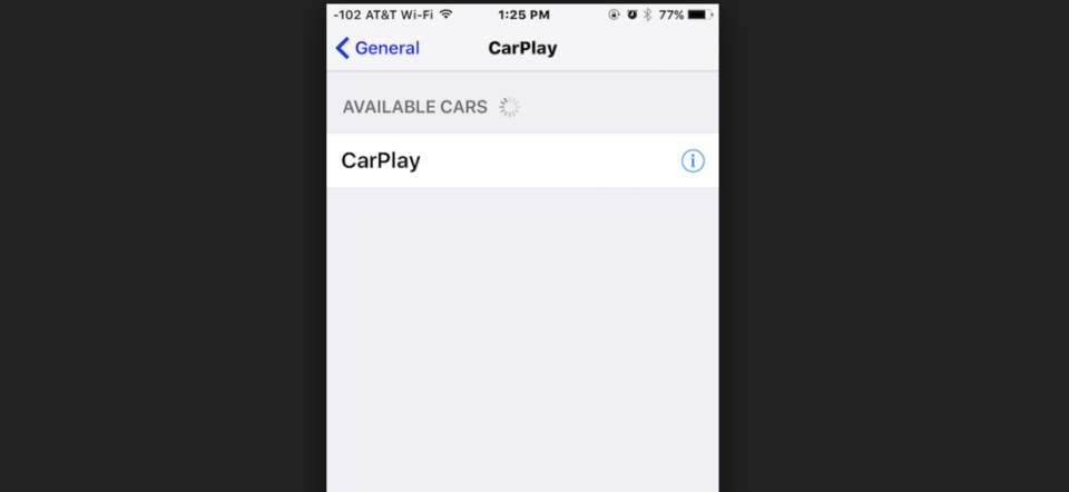 Danh sách các xe hỗ trợ CarPlay sẽ xuất hiện tại Available Cars.