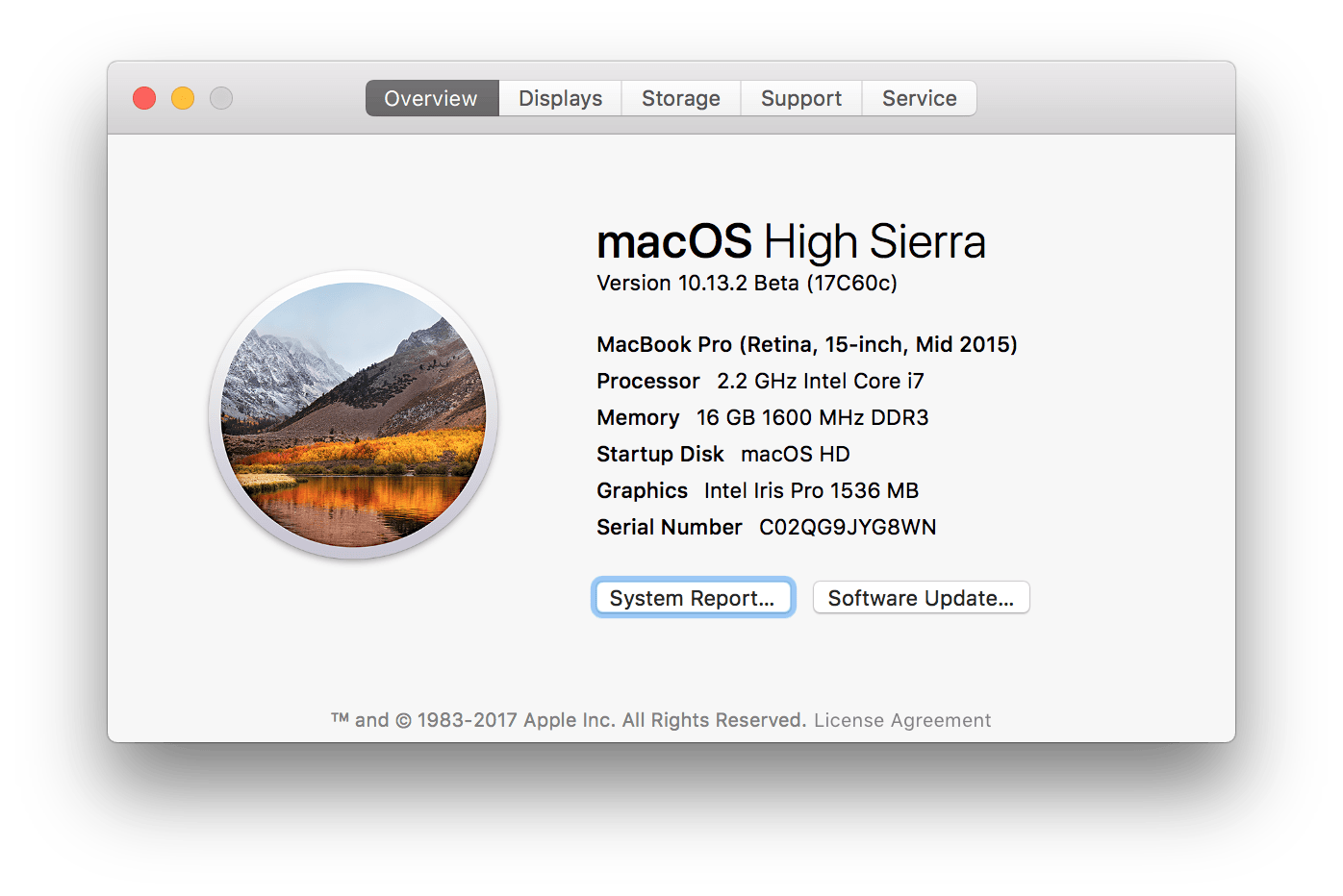 Apple phát hành macOS High Sierra 10.13.2 beta đầu tiên