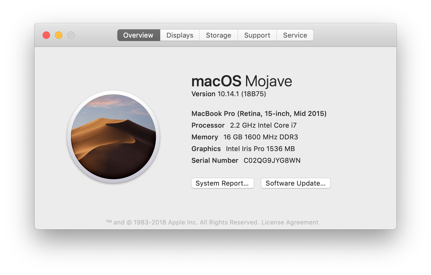 MacOS Mojave 10.14.1